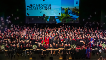UBC Medicine Class of 2024 throw their graduation caps in the air
