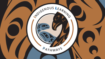 Indigenous Learning Pathways, artwork based on ʔəlqsən (Point Grey) design by Brent Sparrow (Musqueam)