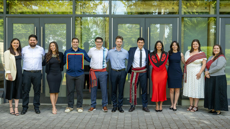 Group photo of smiling graduates following the 2025 Indigenous MD Admissions Pathway graduation ceremony